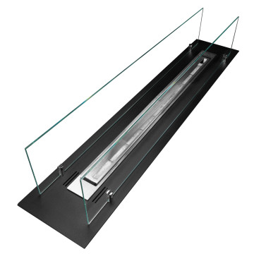 Built-in bio-fireplace insert 100 cm matte black with glazing