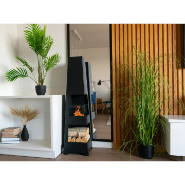 Pyramid Garden free-standing bio-fireplace matte black